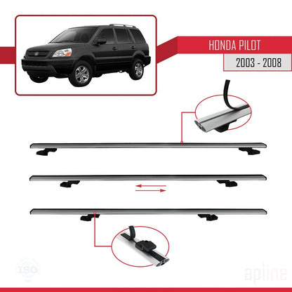 Compatible avec Honda Pilot 2003-2008 BASIC Model Barres de Toit Railing Porte-Bagages de Voiture Gris Aluminium 3 Barres
