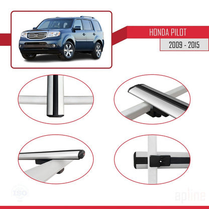 Compatible avec Honda Pilot 2 2009-2015 BASIC Model Barres de Toit Railing Porte-Bagages de Voiture Gris Aluminium 3 Barres