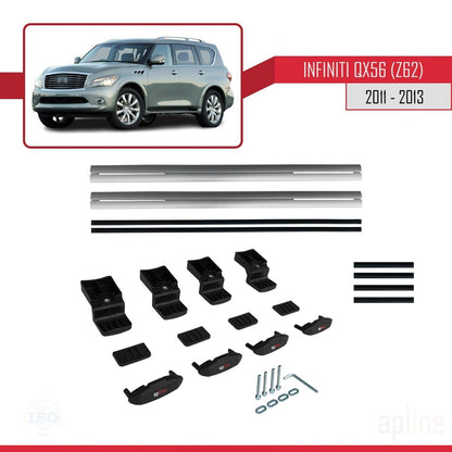 Compatible avec IInfiniti QX56 (Z62) 2011-2013 BASIC Model Barres de Toit Railing Porte-Bagages de Voiture Gris Aluminium 2 Barres