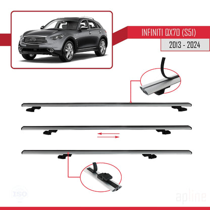 Compatible avec Infiniti QX70 (S51) 2013-2017 BASIC Model Barres de Toit Railing Porte-Bagages de Voiture Gris Aluminium 2 Barres