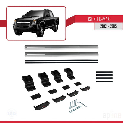 Compatible avec Isuzu D-Max 2 (RT50) Pre-Facelift 2012-2015 BASIC Model Barres de Toit Railing Porte-Bagages de Voiture Gris Aluminium 2 Barres