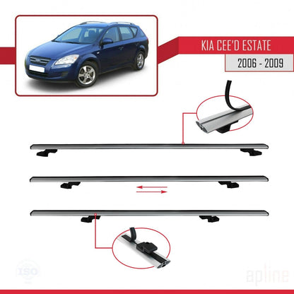 Compatible avec Kia Ceed (ED) Break Pre-Facelift 2006-2009 BASIC Model Barres de Toit Railing Porte-Bagages de Voiture Gris Aluminium 3 Barres