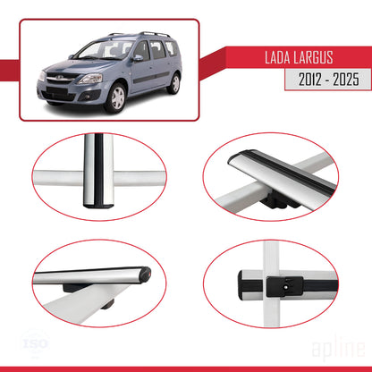 Compatible avec Lada Largus 2012-2025 BASIC Model Barres de Toit Railing Porte-Bagages de Voiture Gris Aluminium 2 Barres