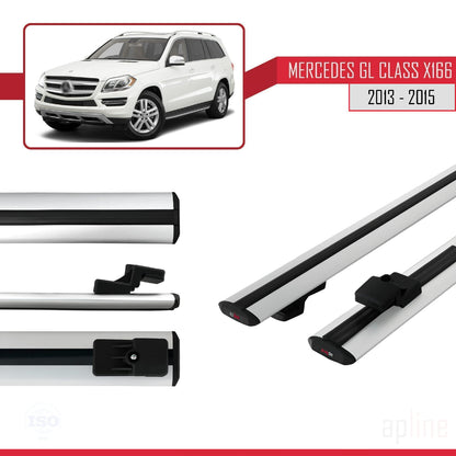 Compatible avec Mercedes Classe GL 2 (X166) Pre-Facelift 2013-2015 BASIC Model Barres de Toit Railing Porte-Bagages de Voiture Gris Aluminium 2 Barres