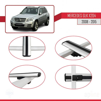 Compatible avec Mercedes Classe GLK (X204) 2008-2015 BASIC Model Barres de Toit Railing Porte-Bagages de Voiture Gris Aluminium 3 Barres