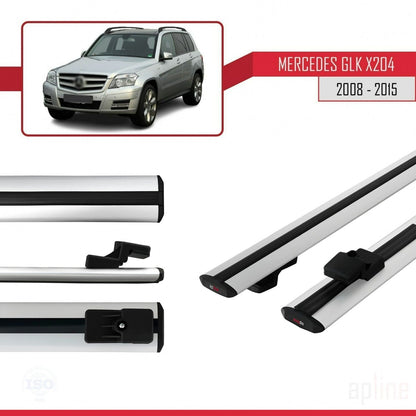Compatible avec Mercedes Classe GLK (X204) 2008-2015 BASIC Model Barres de Toit Railing Porte-Bagages de Voiture Gris Aluminium 2 Barres