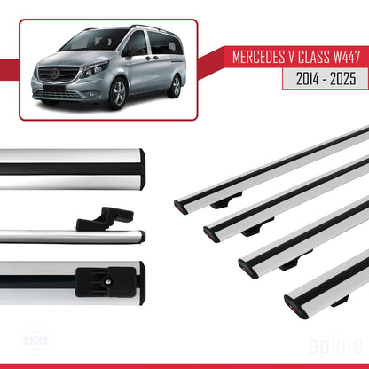 Compatible with Mercedes V Class 3 (W447) 2014-2025 BASIC Model Car Roof Rack Cross Bar Grey Aluminium 4 Bars