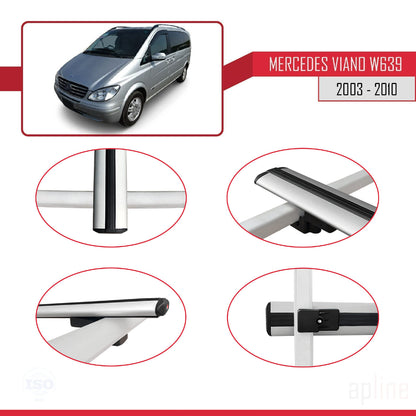 Compatible avec Mercedes Viano 2 (W639) Pre-Facelift 2003-2010 BASIC Model Barres de Toit Railing Porte-Bagages de Voiture Gris Aluminium 4 Barres
