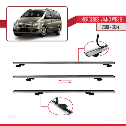 Compatible avec Mercedes Viano 2 (W639) Post-Facelift 2010-2014 BASIC Model Barres de Toit Railing Porte-Bagages de Voiture Gris Aluminium 2 Barres