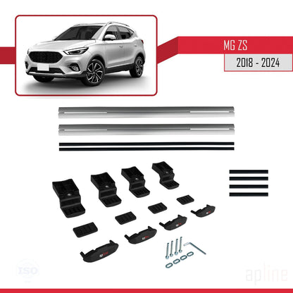 Compatible avec MG ZS 2018-2024 BASIC Model Barres de Toit Railing Porte-Bagages de Voiture Gris Aluminium 2 Barres