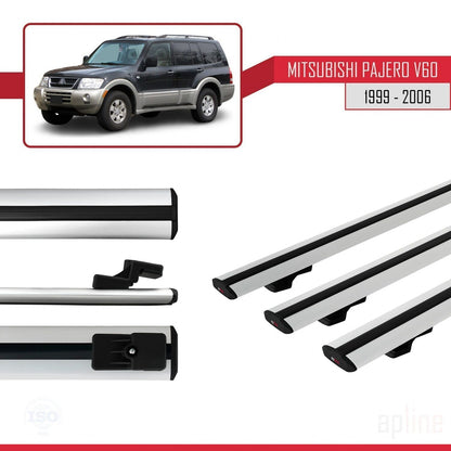 Compatible with Mitsubishi Pajero (V60) 5 Kapı 1999-2006 BASIC Model Car Roof Rack Cross Bar Grey Aluminium 3 Bars