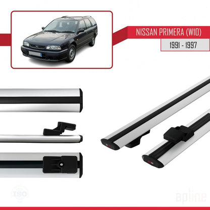 Compatible avec Nissan Primera (W10) Traveller 1991-1997 BASIC Model Barres de Toit Railing Porte-Bagages de Voiture Gris Aluminium 2 Barres