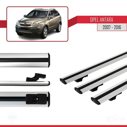 Compatible avec Opel Antara 2007-2016 BASIC Model Barres de Toit Railing Porte-Bagages de Voiture Gris Aluminium 3 Barres