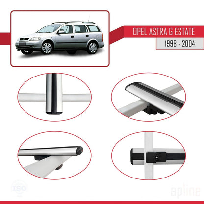 Compatible avec Opel Astra G (T98) Break 1998-2004 BASIC Model Barres de Toit Railing Porte-Bagages de Voiture Gris Aluminium 2 Barres