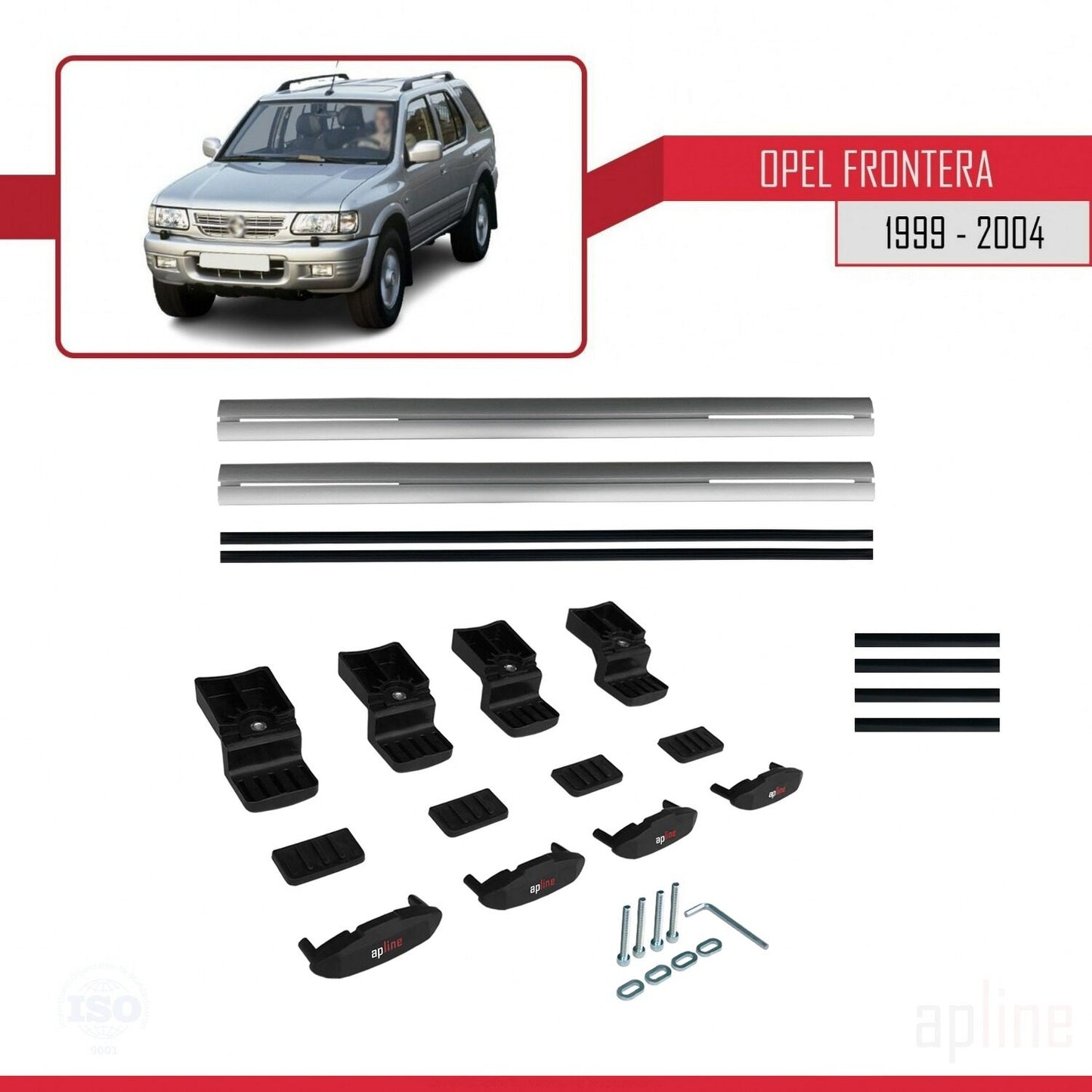 Compatible avec Opel Frontera 2 1999-2004 BASIC Model Barres de Toit Railing Porte-Bagages de Voiture Gris Aluminium 2 Barres