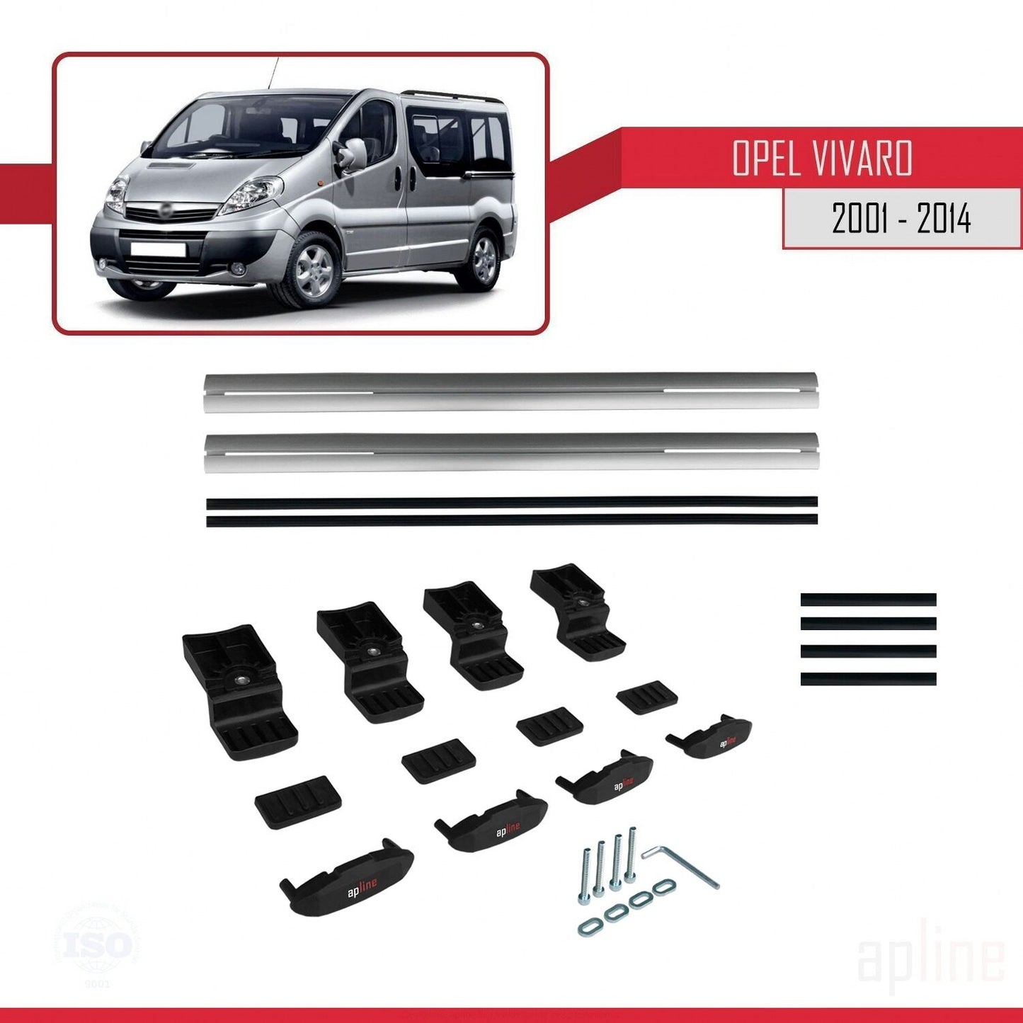 Compatible avec Opel Vivaro A 2001-2014 BASIC Model Barres de Toit Railing Porte-Bagages de Voiture Gris Aluminium 2 Barres