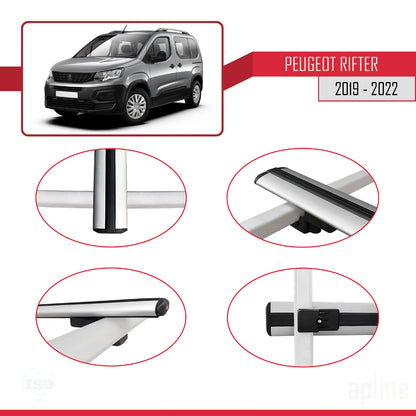 Compatible avec Peugeot Rifter 2019-2022 BASIC Model Barres de Toit Railing Porte-Bagages de Voiture Gris Aluminium 4 Barres