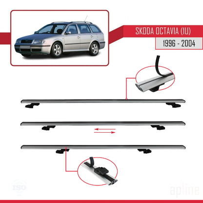Compatible avec Skoda Octavia (1U) 1996-2004 BASIC Model Barres de Toit Railing Porte-Bagages de Voiture Gris Aluminium 2 Barres