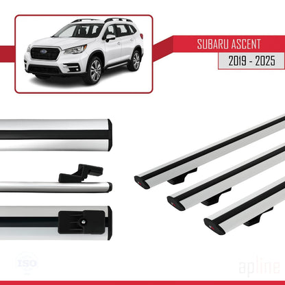 Compatible avec Subaru Ascent 2019-2025 BASIC Model Barres de Toit Railing Porte-Bagages de Voiture Gris Aluminium 3 Barres