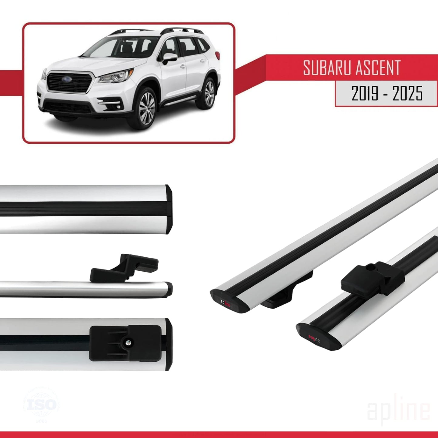 Compatible avec Subaru Ascent 2019-2025 BASIC Model Barres de Toit Railing Porte-Bagages de Voiture Gris Aluminium 2 Barres