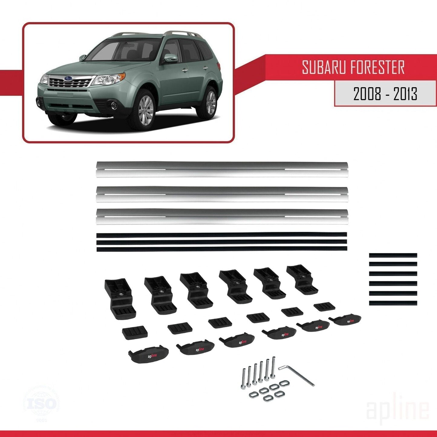 Compatible avec Subaru Forester 3 (SH) 2008-2013 BASIC Model Barres de Toit Railing Porte-Bagages de Voiture Gris Aluminium 3 Barres