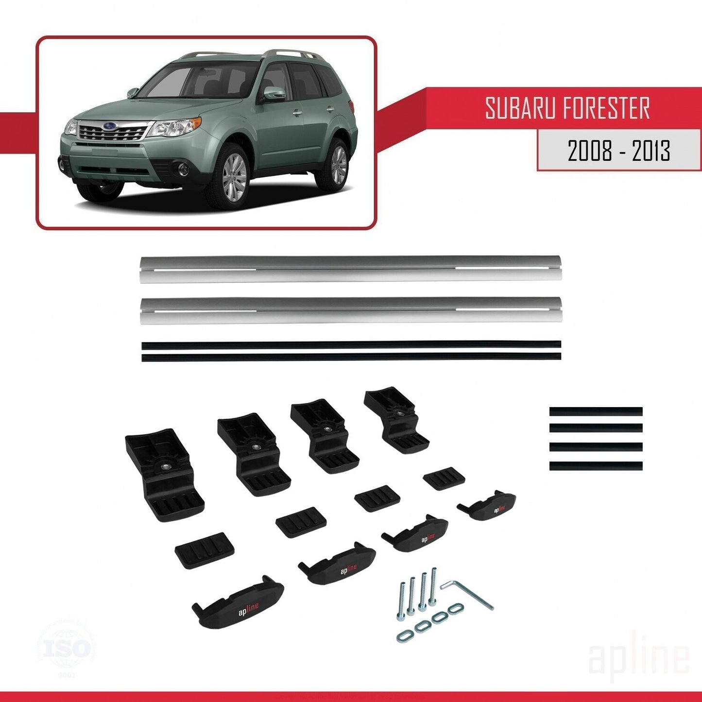 Compatible avec Subaru Forester 3 (SH) 2008-2013 BASIC Model Barres de Toit Railing Porte-Bagages de Voiture Gris Aluminium 2 Barres