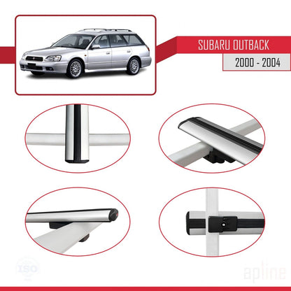 Compatible avec Subaru Outback 2 2000-2004 BASIC Model Barres de Toit Railing Porte-Bagages de Voiture Gris Aluminium 2 Barres
