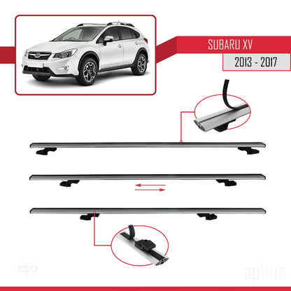 Compatible avec Subaru XV 2013-2017 BASIC Model Barres de Toit Railing Porte-Bagages de Voiture Gris Aluminium 3 Barres