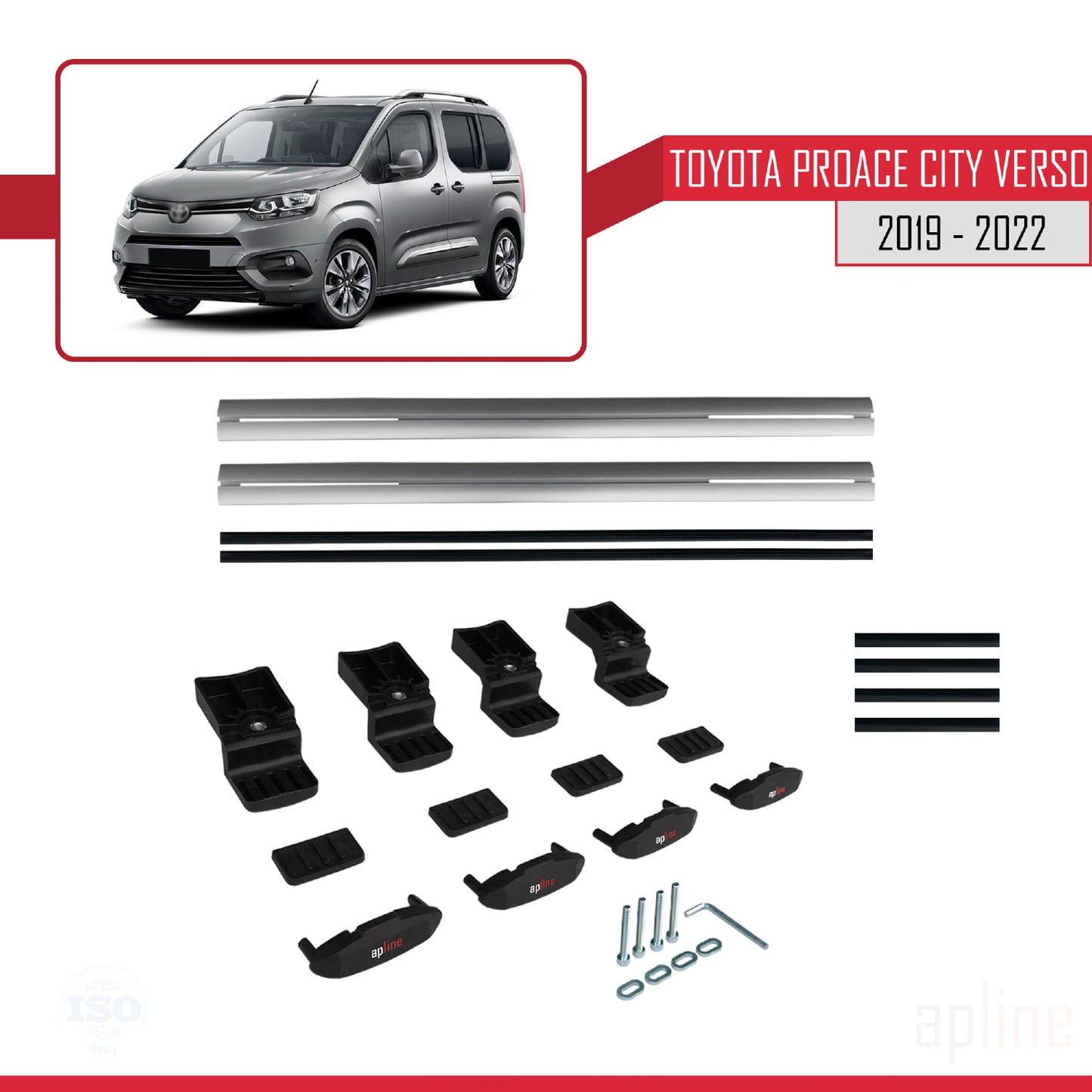 Compatible avec Toyota Proace City Verso 2019-2022 BASIC Model Barres de Toit Railing Porte-Bagages de Voiture Gris Aluminium 2 Barres