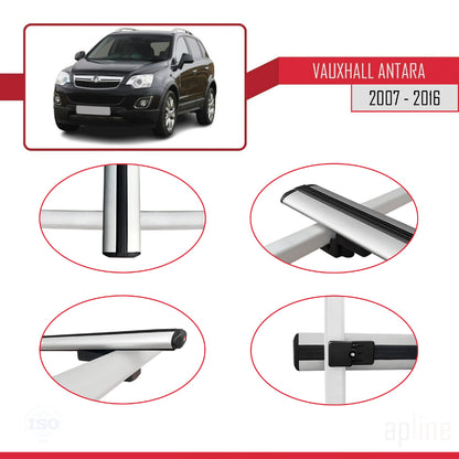 Compatible avec Vauxhall Antara 2007-2016 BASIC Model Barres de Toit Railing Porte-Bagages de Voiture Gris Aluminium 3 Barres