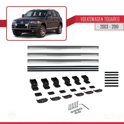 Compatible with Volkswagen Touareg (7L) 2002-2010 BASIC Model Car Roof Rack Cross Bar Grey Aluminium 3 Bars
