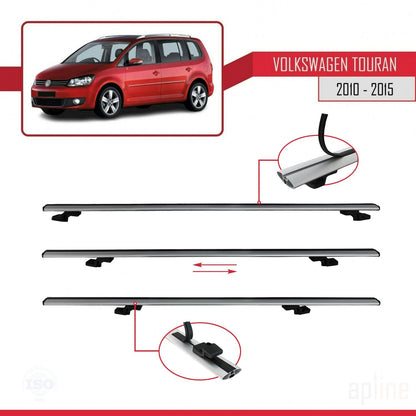 Compatible avec Volkswagen Touran (1T) Post-Facelift 2010-2015 BASIC Model Barres de Toit Railing Porte-Bagages de Voiture Gris Aluminium 3 Barres