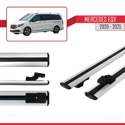 Compatible avec Mercedes EQV (W447) 2020-2025 BASIC Model Barres de Toit Railing Porte-Bagages de Voiture Gris Aluminium 2 Barres
