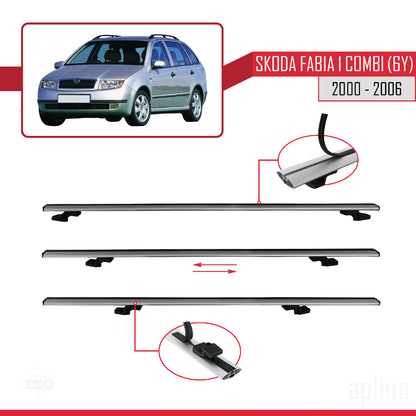 Compatible avec Skoda Fabia (6Y) Break 2000-2006 BASIC Model Barres de Toit Railing Porte-Bagages de Voiture Gris Aluminium 2 Barres