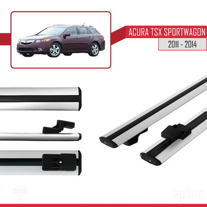 Compatible avec Acura TSX Sport Wagon 2011-2014 BASIC Model Barres de Toit Railing Porte-Bagages de Voiture Gris Aluminium 2 Barres