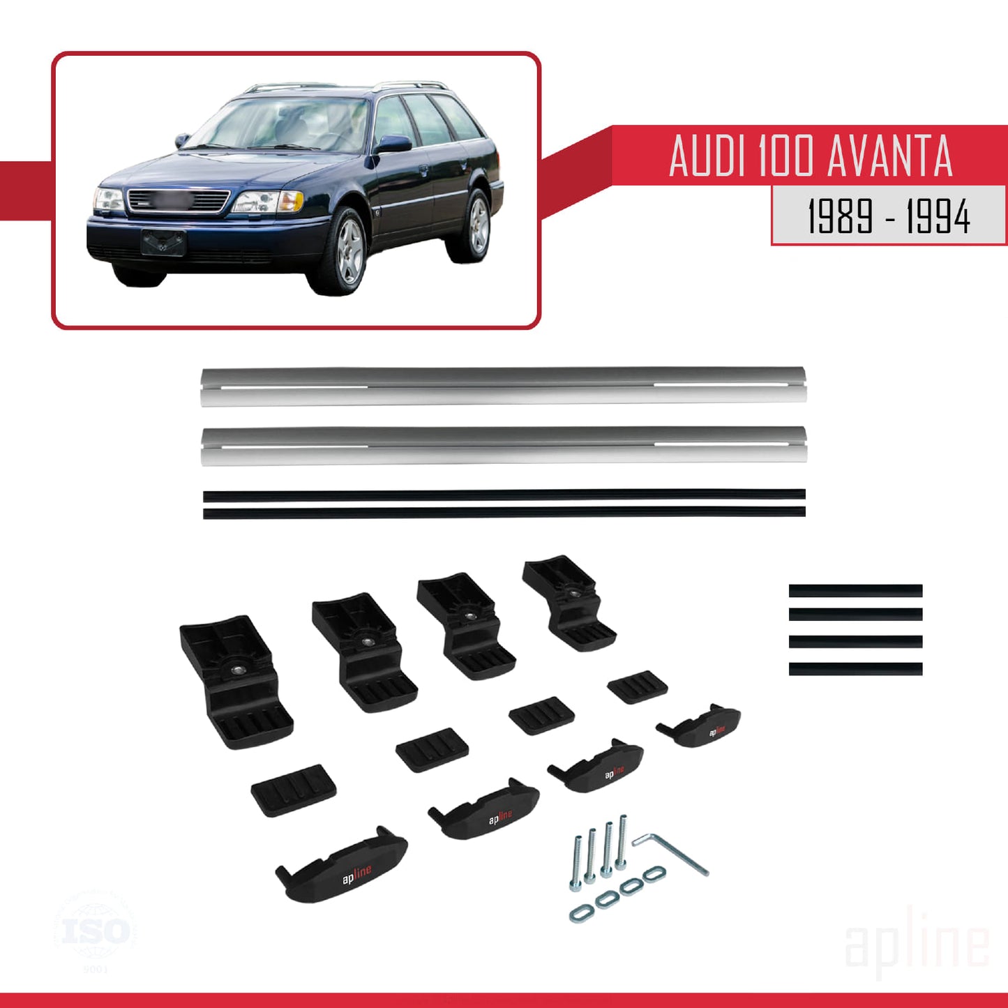 Compatible avec Audi 100 Avanta 1989-1994 BASIC Model Barres de Toit Railing Porte-Bagages de Voiture Gris Aluminium 2 Barres