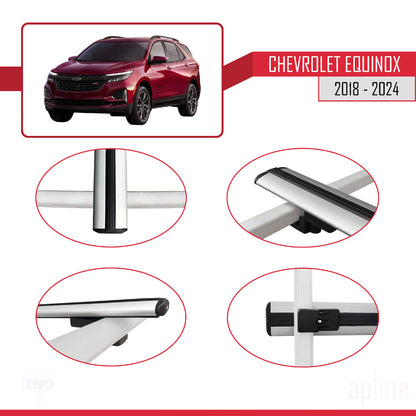 Compatible avec Chevrolet Equinox 2018-2024 BASIC Model Barres de Toit Railing Porte-Bagages de Voiture Gris Aluminium 3 Barres