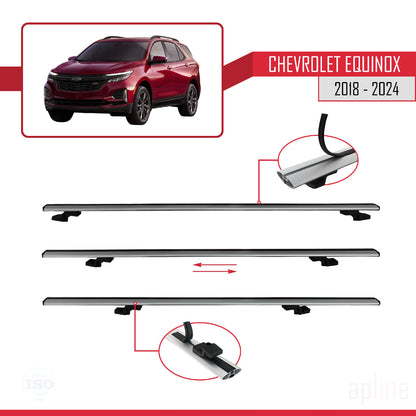 Compatible avec Chevrolet Equinox 2018-2024 BASIC Model Barres de Toit Railing Porte-Bagages de Voiture Gris Aluminium 3 Barres