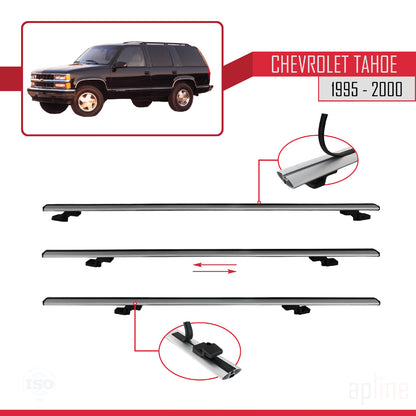 Compatible avec Chevrolet Tahoe 1995-2000 BASIC Model Barres de Toit Railing Porte-Bagages de Voiture Gris Aluminium 2 Barres