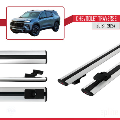 Compatible with Chevrolet Traverse 2018-2024 BASIC Model Car Roof Rack Cross Bar Grey Aluminium 2 Bars