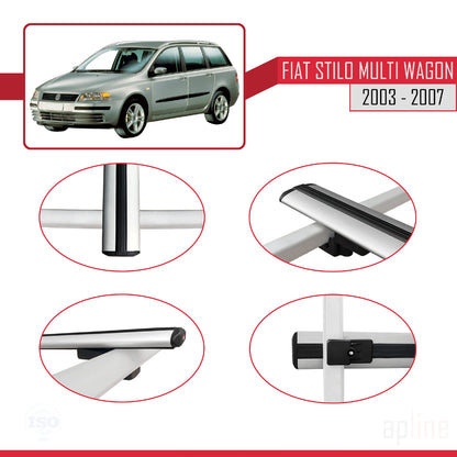 Compatible avec Fiat Stilo Multi Wagon 2003-2007 BASIC Model Barres de Toit Railing Porte-Bagages de Voiture Gris Aluminium 2 Barres