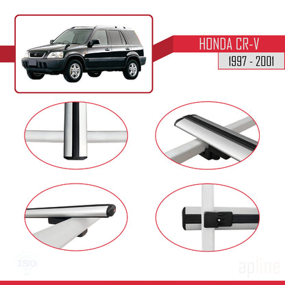 Compatible avec Honda CR-V 1997-2001 BASIC Model Barres de Toit Railing Porte-Bagages de Voiture Gris Aluminium 2 Barres