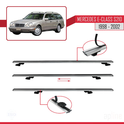 Compatible avec Mercedes E Class S210 Wagon 1998-2002 BASIC Model Barres de Toit Railing Porte-Bagages de Voiture Gris Aluminium 3 Barres