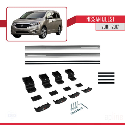 Compatible avec Nissan Quest 2011-2017 BASIC Model Barres de Toit Railing Porte-Bagages de Voiture Gris Aluminium 2 Barres