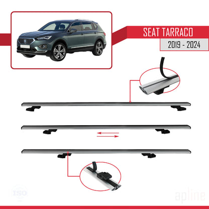 Compatible avec Seat Tarraco 2019-2024 BASIC Model Barres de Toit Railing Porte-Bagages de Voiture Gris Aluminium 2 Barres
