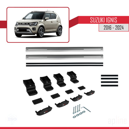 Compatible avec Suzuki Ignis 2016-2024 BASIC Model Barres de Toit Railing Porte-Bagages de Voiture Gris Aluminium 2 Barres