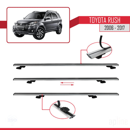 Compatible avec Toyota Rush 2006-2017 BASIC Model Barres de Toit Railing Porte-Bagages de Voiture Gris Aluminium 2 Barres