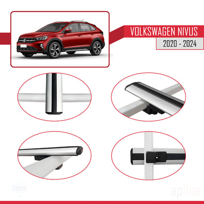 Compatible avec VW Nivus 2020-2024 BASIC Model Barres de Toit Railing Porte-Bagages de Voiture Gris Aluminium 2 Barres