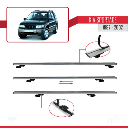 Compatible avec Kia Sportage 1997-2002 BASIC Model Barres de Toit Railing Porte-Bagages de Voiture Gris Aluminium 3 Barres