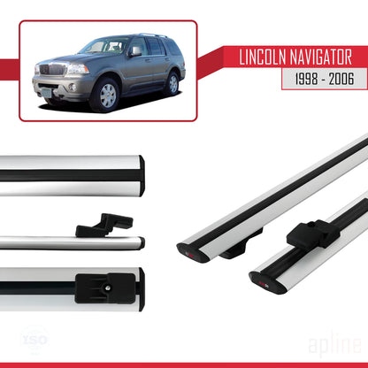 Compatible avec Lincoln Navigator 1998-2006 BASIC Model Barres de Toit Railing Porte-Bagages de Voiture Gris Aluminium 2 Barres